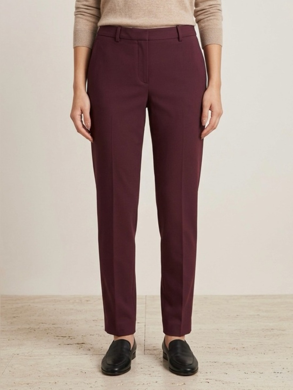 THEORY Hartsdale B New Stretch Wool Dress Pants Burgundy 8